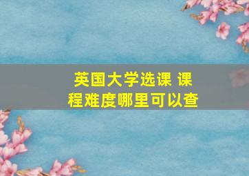 英国大学选课 课程难度哪里可以查